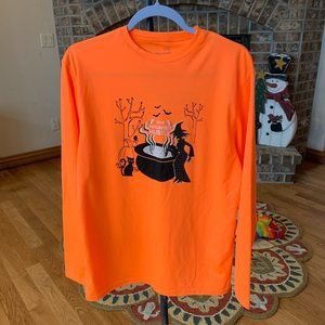 Neon Orange Long Sleeve Tee Shirt - Men's Size Medium